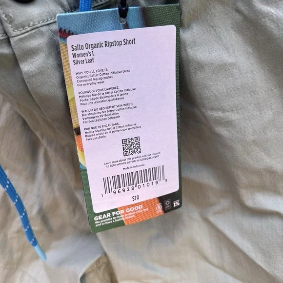 Cotopaxi Salto Women's Rip stop Shorts Silver Leaf Large NWT - Picture 7 of 7